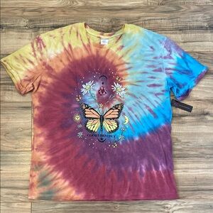 New Tie Dye Butterfly Good Vibes Only T shirt Juniors size XL